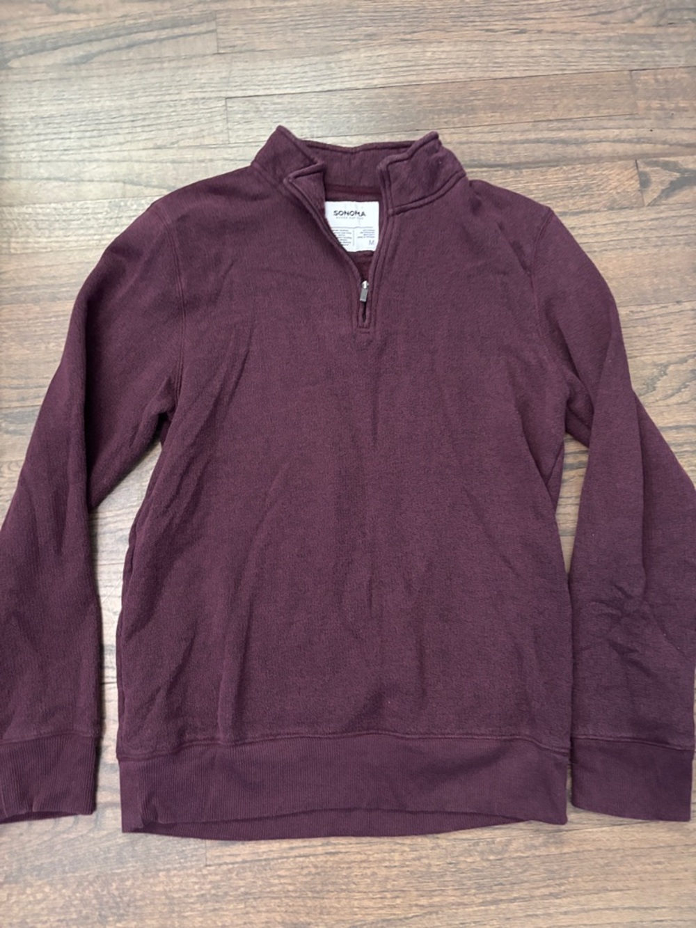Sonoma Men's Deep Burgundy Zip-Up Sweater - Picture 3 of 13